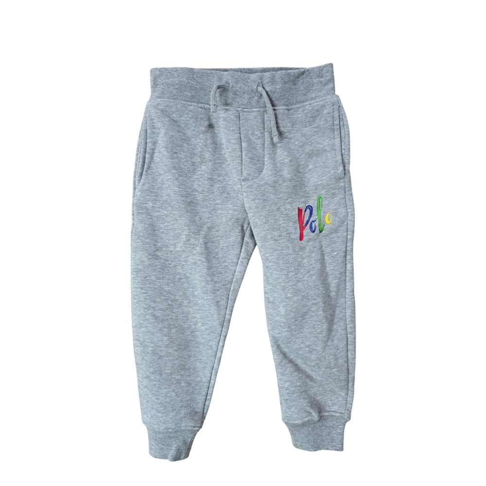 Polo Ralph Lauren Kids Grey Heather Fleece Jogger Sweatpants Size 2 Multi Color